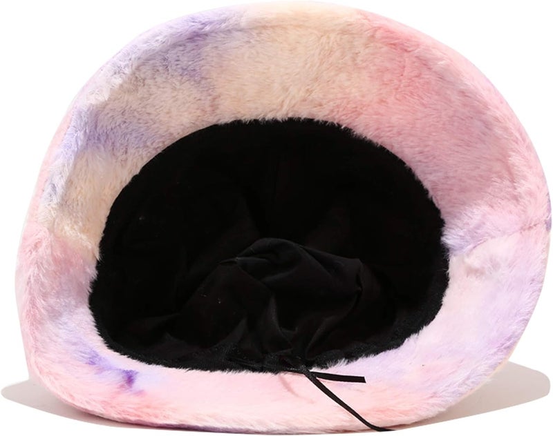 Umeepar Winter Faux Fur Fuzzy Bucket Hat Fluffy Warm Hat for Women Men - Image 3
